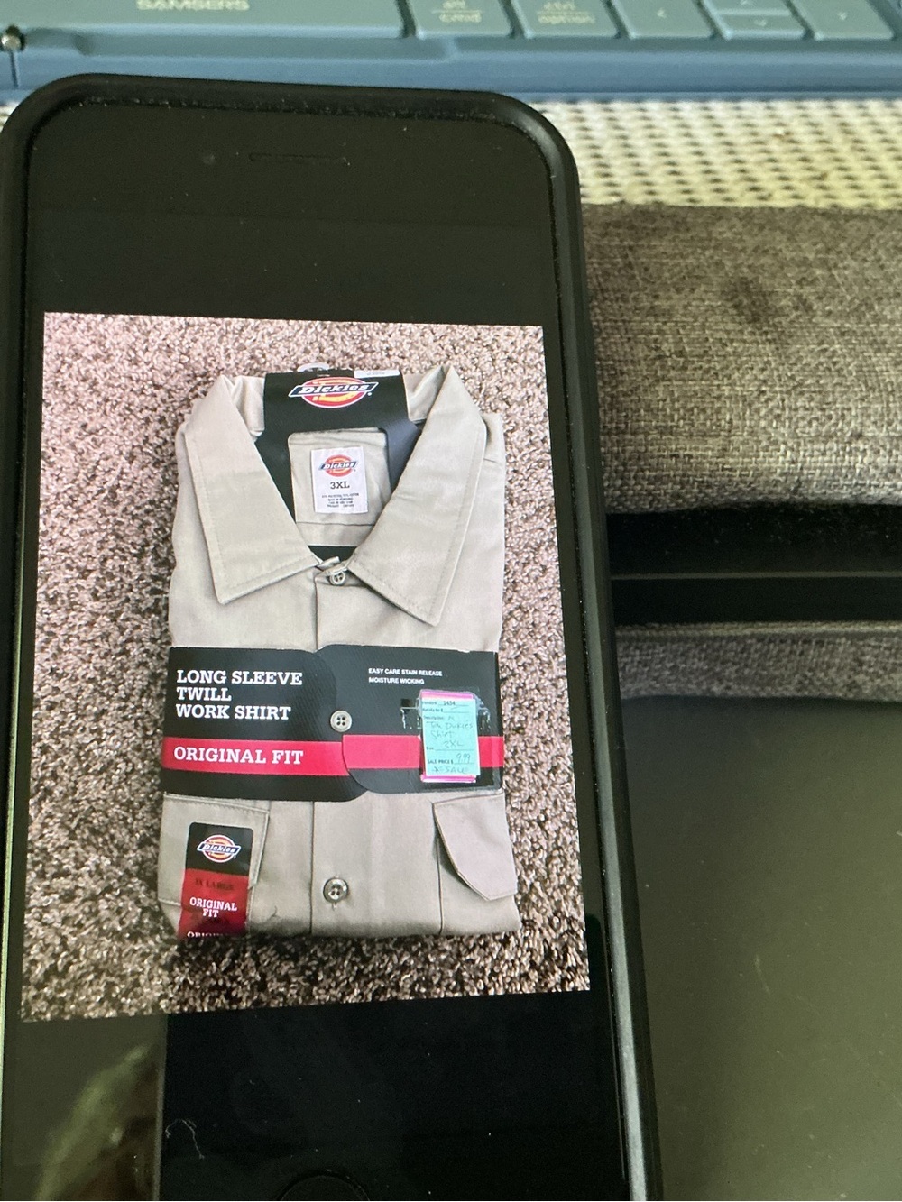 Dickies Long Sleeve Twill Work Shirt - Khaki Size 3XL